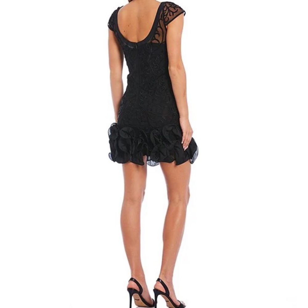 Guess Black Lace Mini Dress with Ruffle Hem - Picture 3 of 3